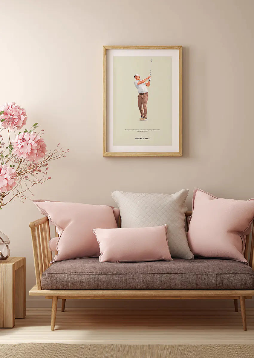 Modern golf wall art print featuring Brooks Koepka