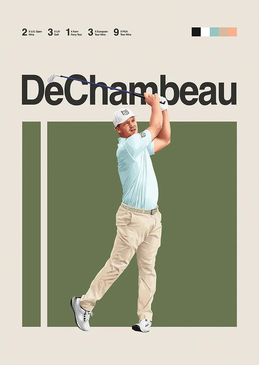 Bryson DeChambeau poster showcasing golf swing and focus