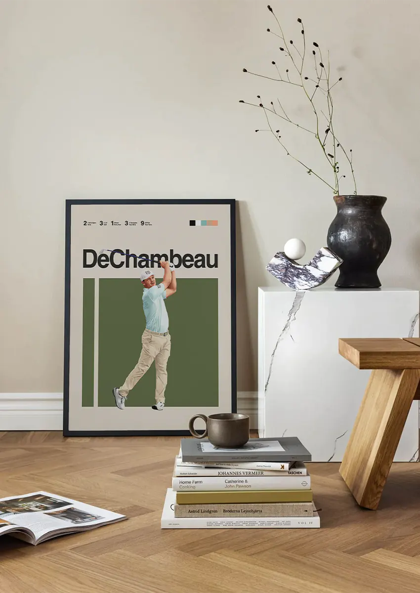 Golf wall art print of Bryson DeChambeau mid-swing