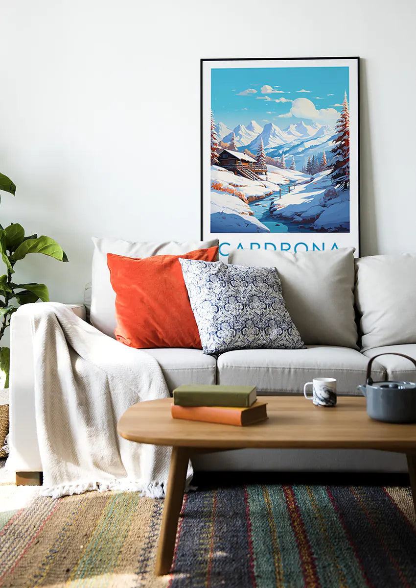 New Zealand winter landscape art featuring cabin in Cardrona