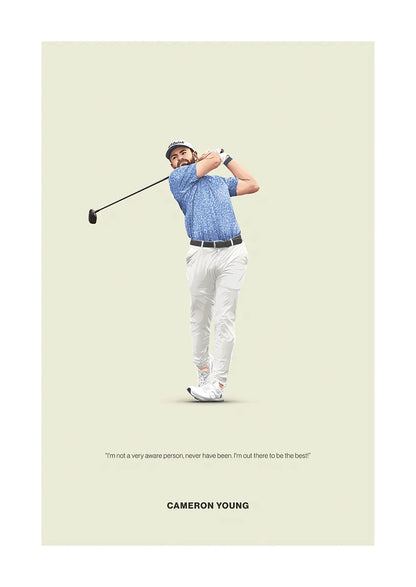 Cameron Young golf poster with motivational quote