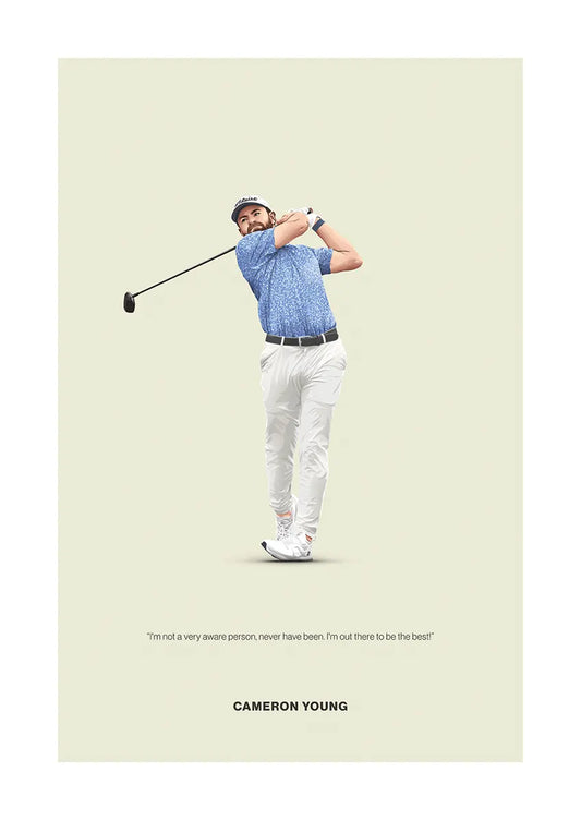 Cameron Young golf poster with motivational quote