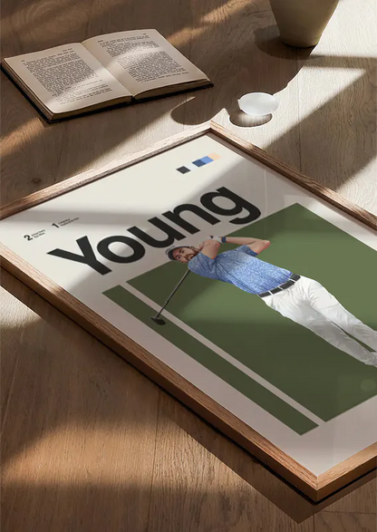 modern sports poster of Cameron Young for office or game room design
