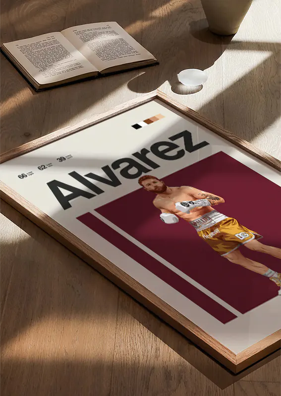 Wall art featuring boxing legend Canelo Alvarez