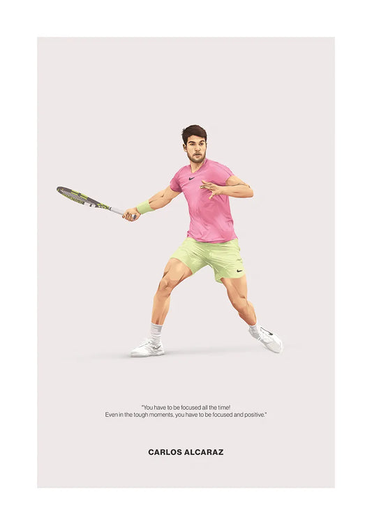Carlos Alcaraz tennis poster with motivational quote
