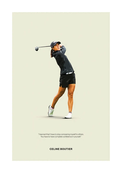 Céline Boutier golf poster with self-confidence quote