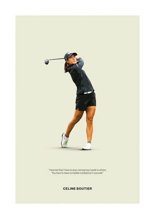Céline Boutier golf poster with self-confidence quote