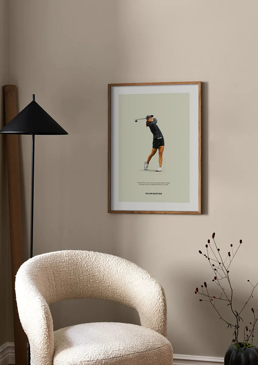 Modern golf wall art featuring female golfer Céline Boutier
