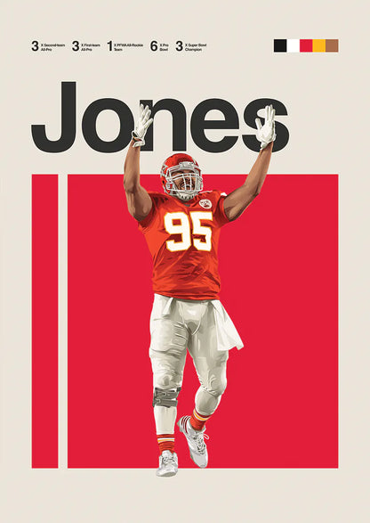 Chris Jones poster celebrating Super Bowl champion defensive star