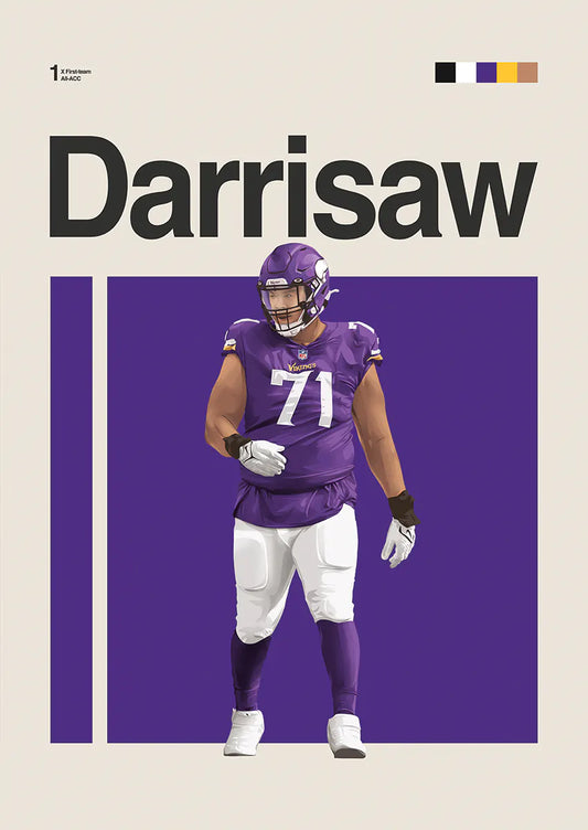 Christian Darrisaw poster in purple Minnesota Vikings uniform