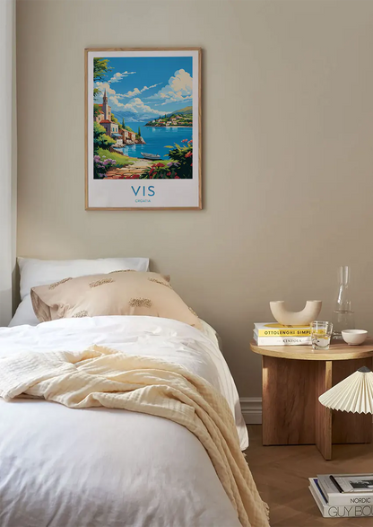 Mediterranean travel art print for coastal and nautical-themed interiors