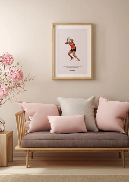 Inspirational sports artwork of female tennis player Coco Gauff
