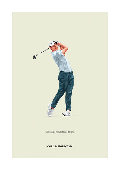 Collin Morikawa golf poster with confidence quote
