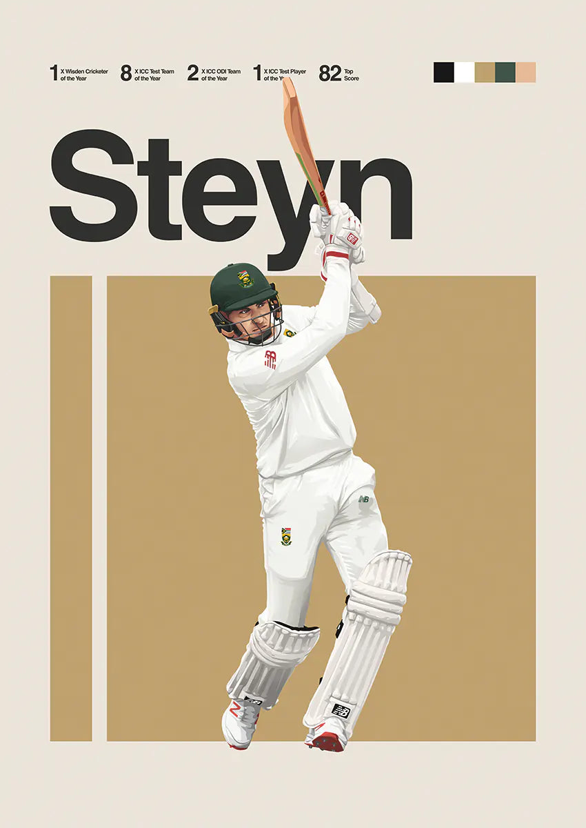 Dale Steyn cricket poster batting pose South Africa