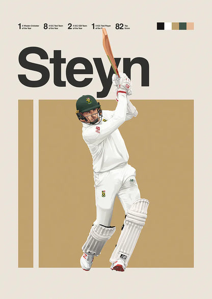 Dale Steyn cricket poster batting pose South Africa