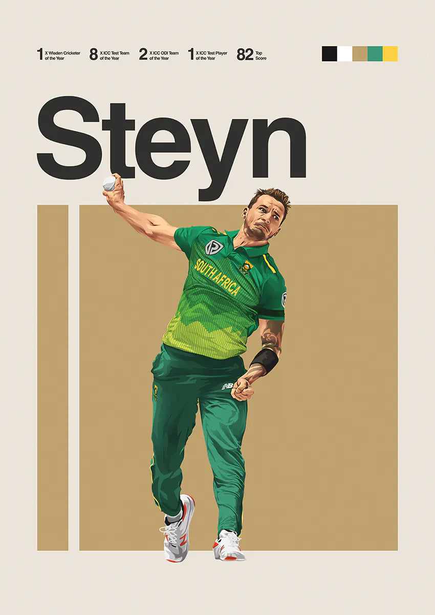 Dale Steyn bowling poster in South Africa ODI kit