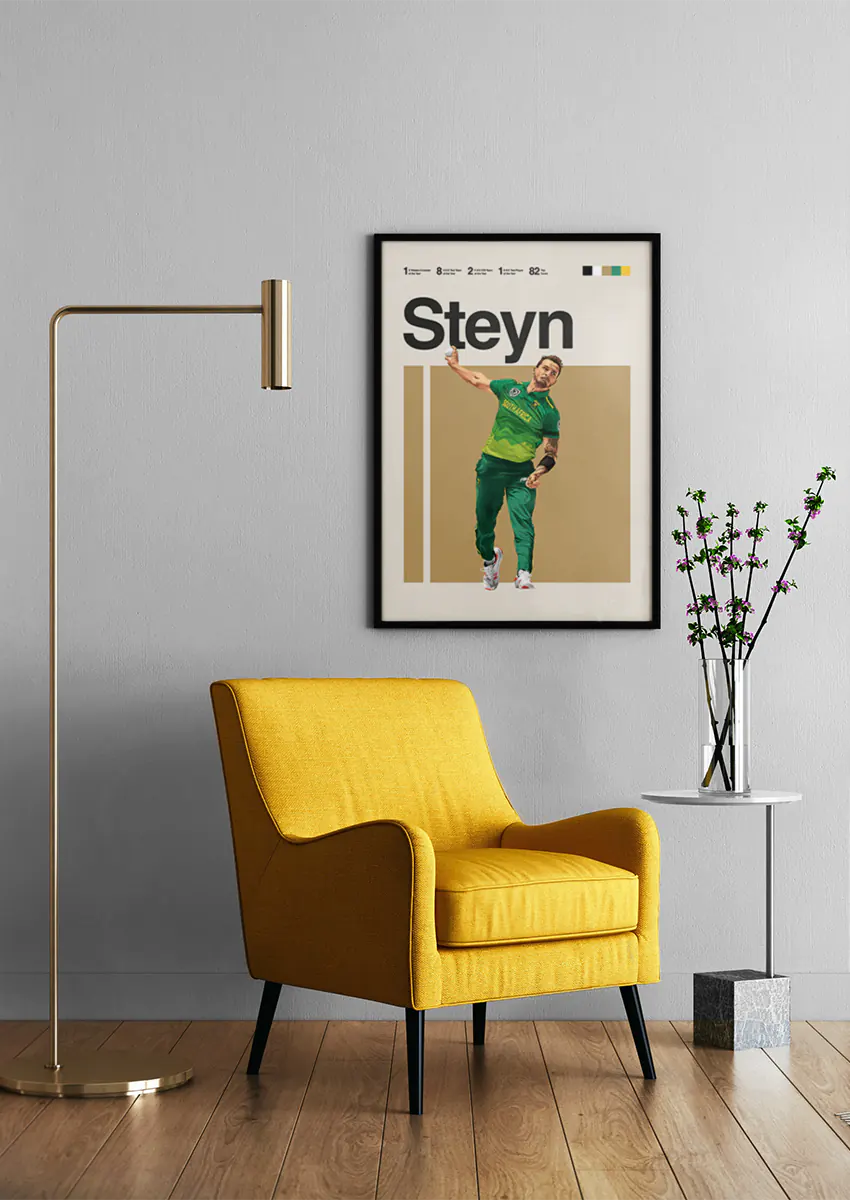 Fast bowler Dale Steyn cricket action wall art