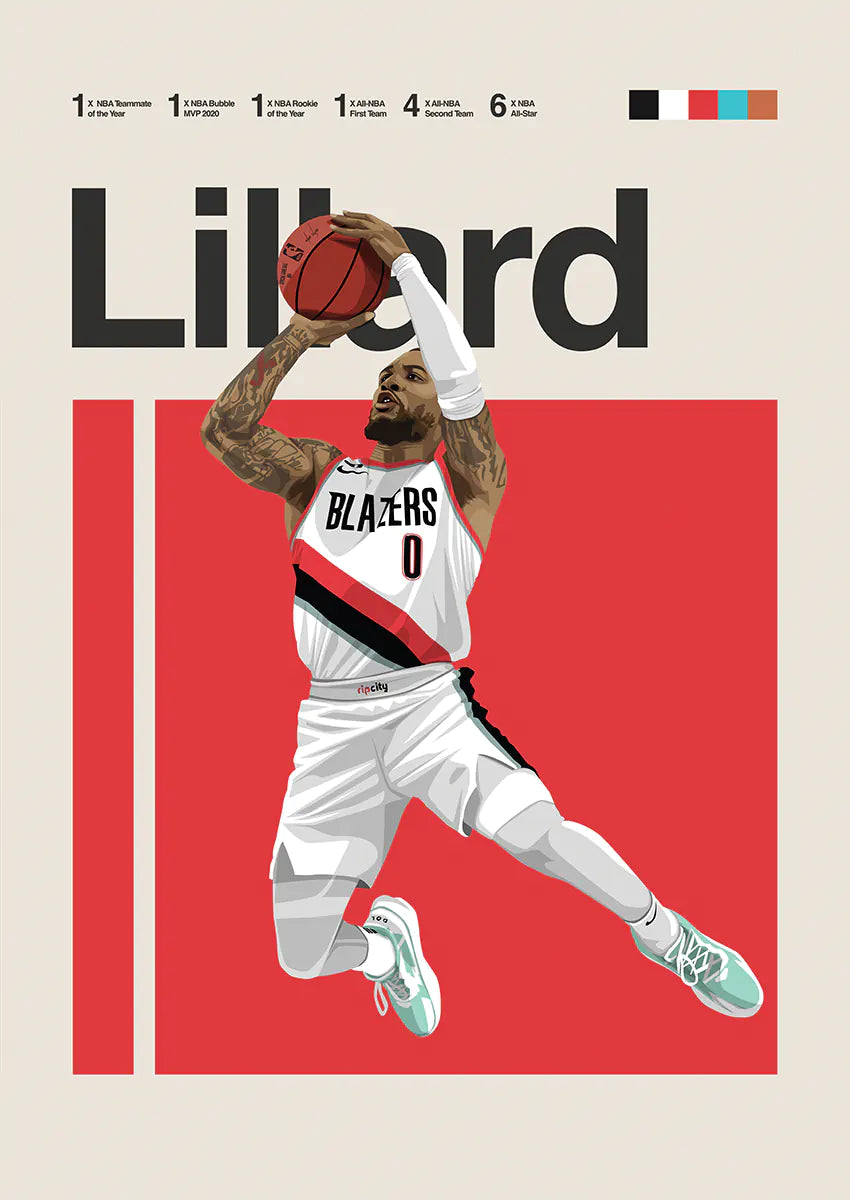 damian lillard dunk poster portland trail blazers basketball wall art