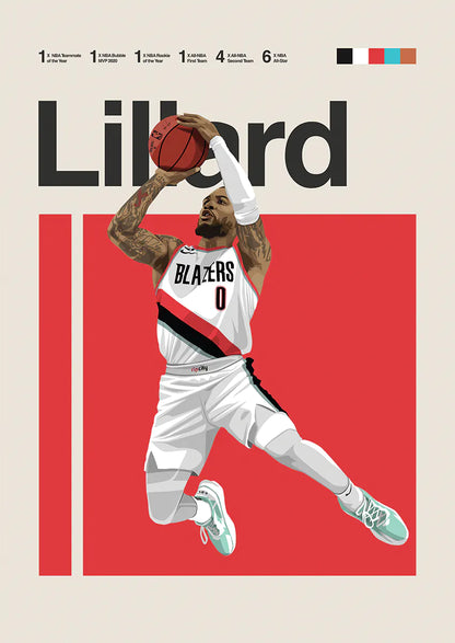 damian lillard dunk poster portland trail blazers basketball wall art