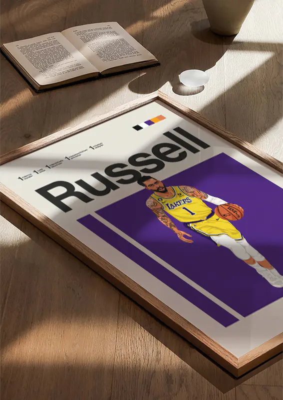 NBA guard D'Angelo Russell dribbling print