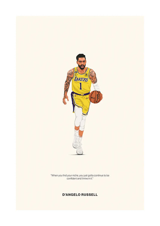 D'Angelo Russell Lakers basketball poster with motivational quote