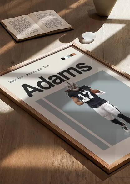 Black and white football poster of Davante Adams in action