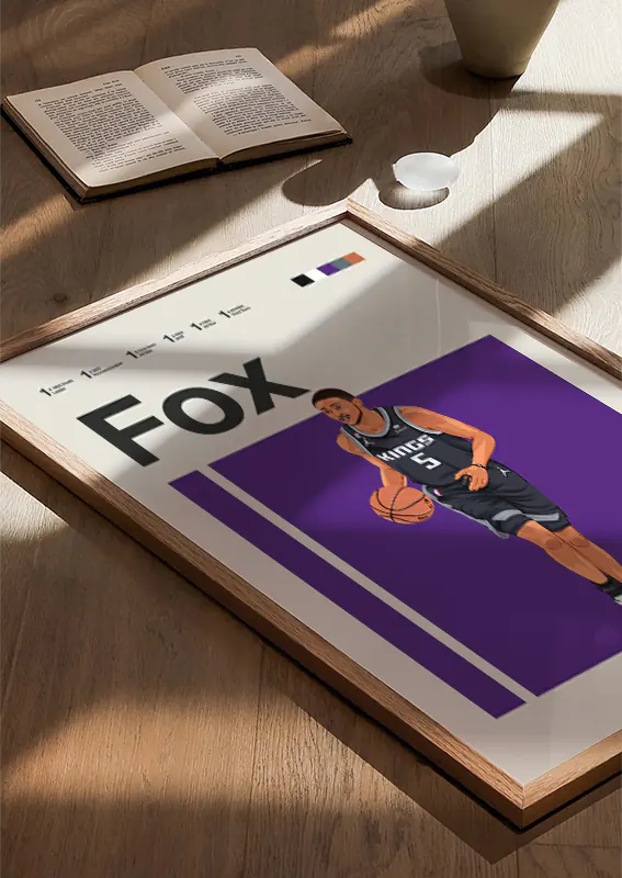 sports room decor featuring de'aaron fox in motion on court