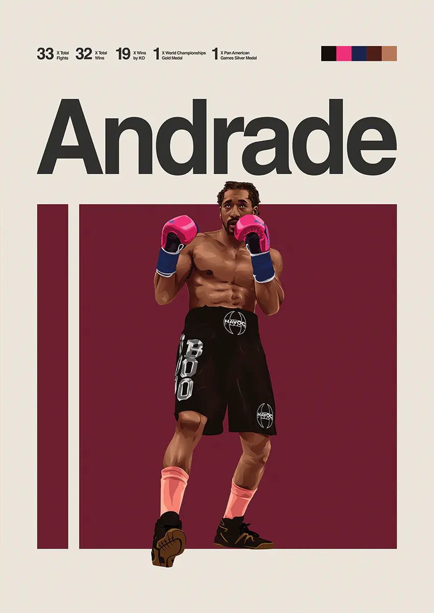 Demetrius Andrade boxing poster with pink gloves