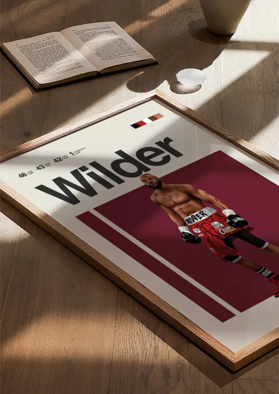Illustrated Deontay Wilder print in graphic style for sports fans