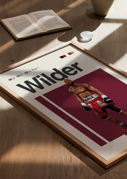 Illustrated Deontay Wilder print in graphic style for sports fans