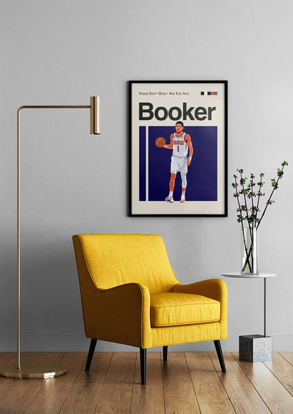 Modern NBA sports wall art of Devin Booker in white jersey