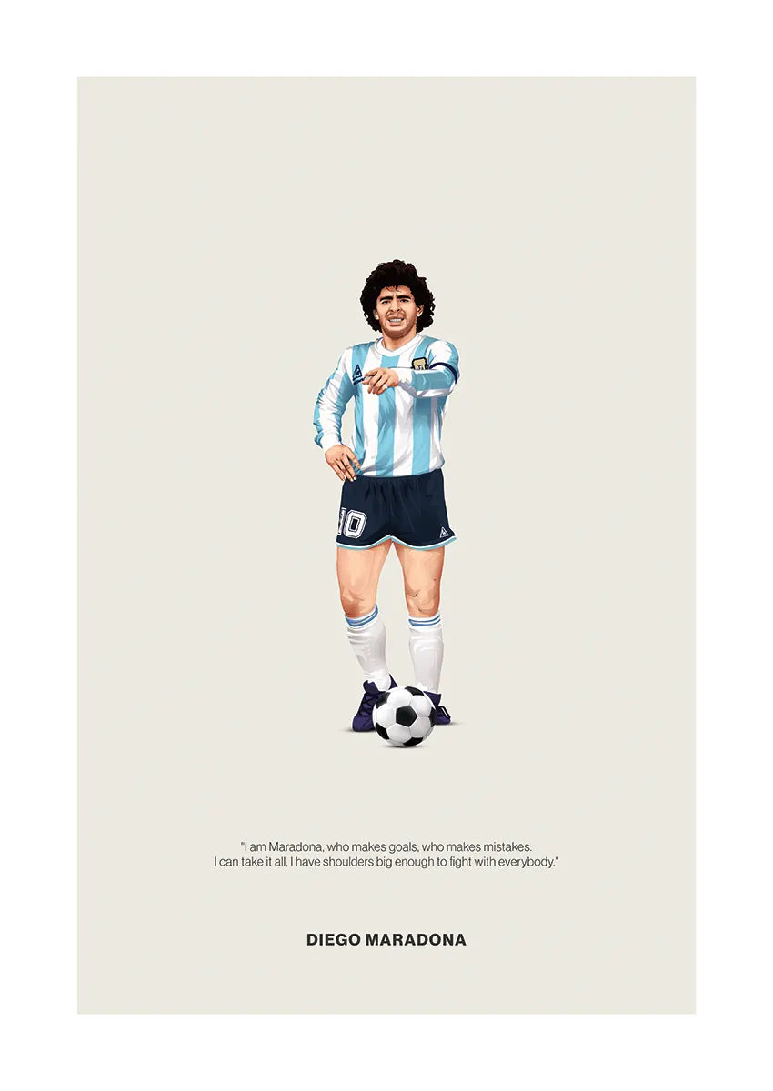 Diego Maradona Argentina football poster with iconic quote