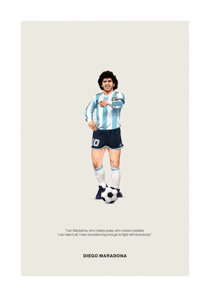 Diego Maradona Argentina football poster with iconic quote