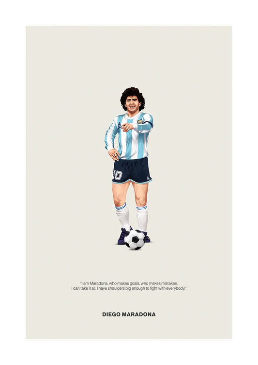 Diego Maradona Argentina football poster with iconic quote