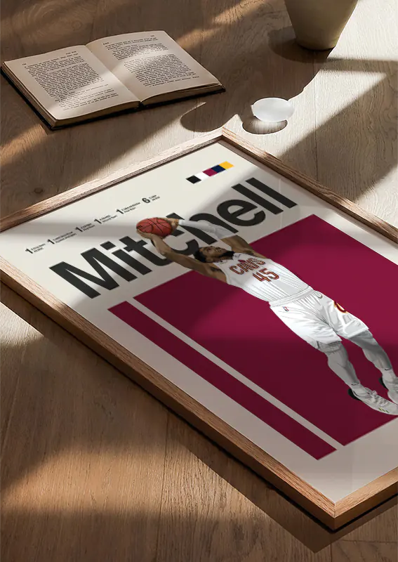 Basketball wall art featuring Donovan Mitchell slam dunk