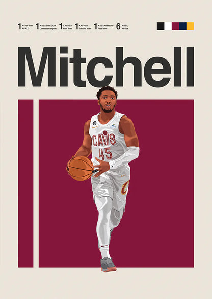 Donovan Mitchell poster in Cleveland Cavaliers jersey