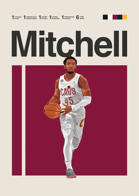 Donovan Mitchell poster in Cleveland Cavaliers jersey