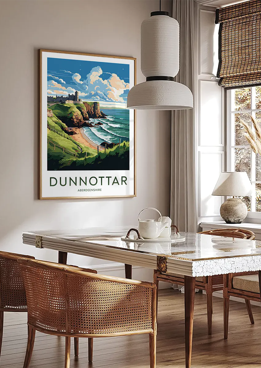 Historic fortress wall art featuring Aberdeenshire seascape