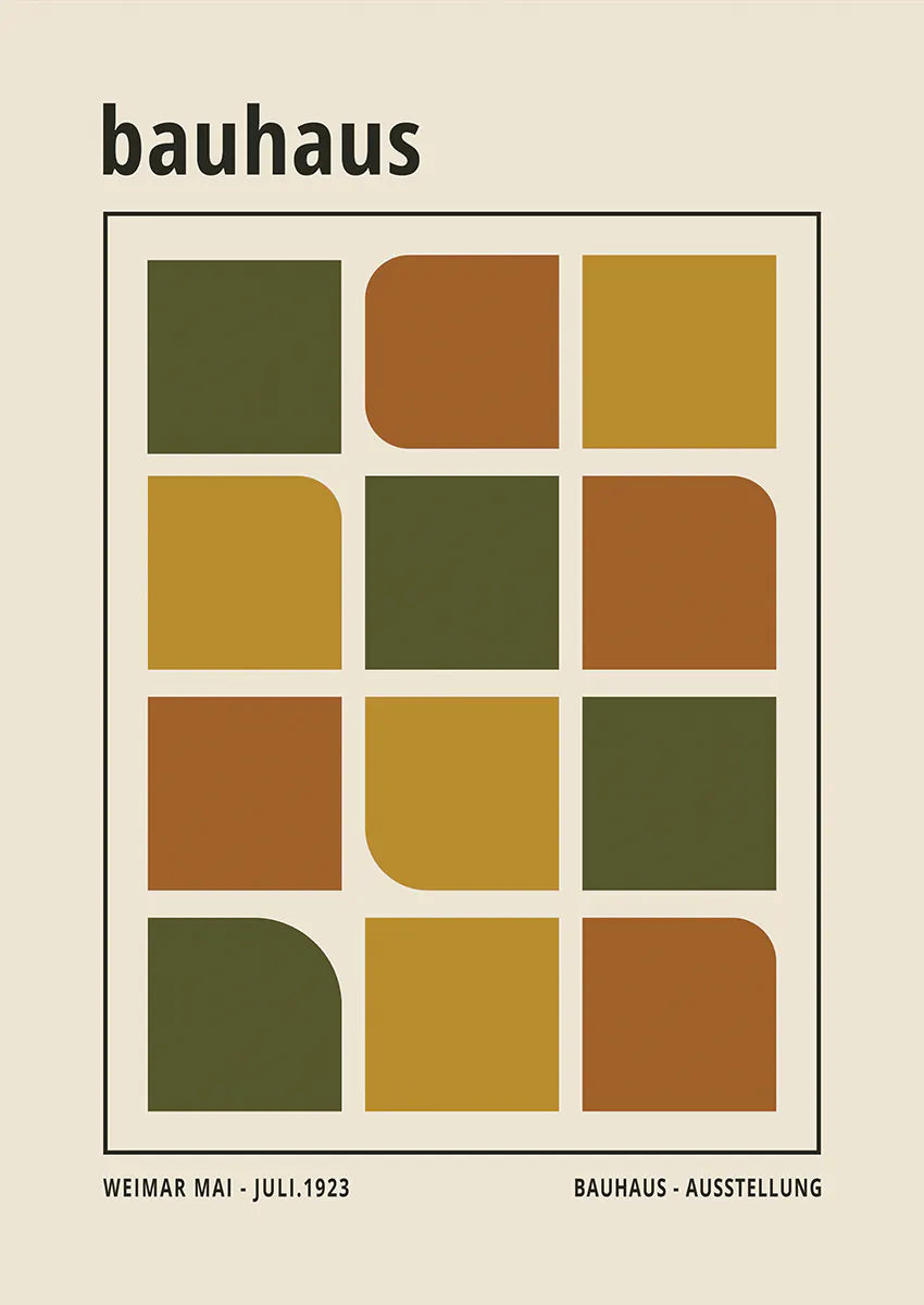bauhaus grid poster with earth tone color blocks