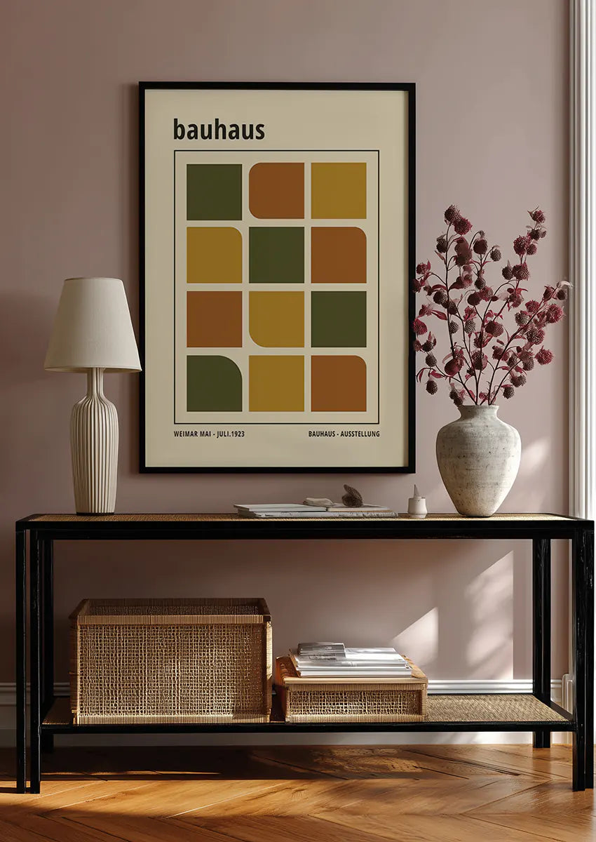 abstract geometric shapes in retro olive orange and gold