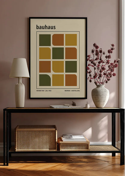 abstract geometric shapes in retro olive orange and gold