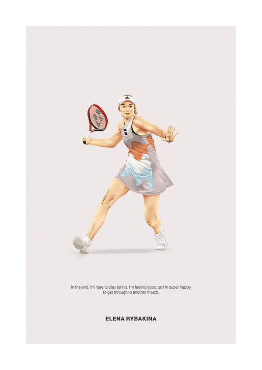 Elena Rybakina tennis poster with inspirational quote