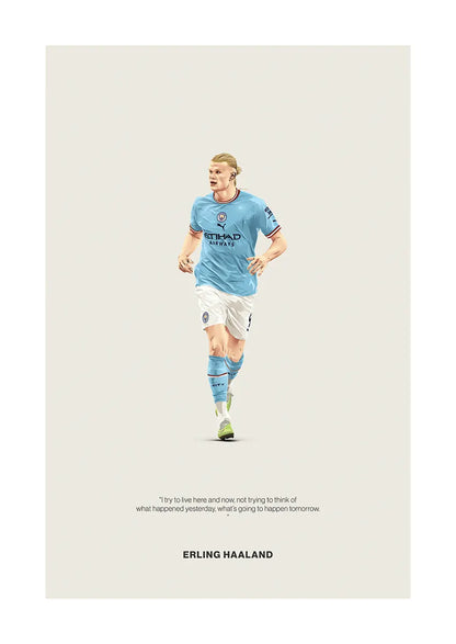 Erling Haaland Manchester City poster with motivational quote
