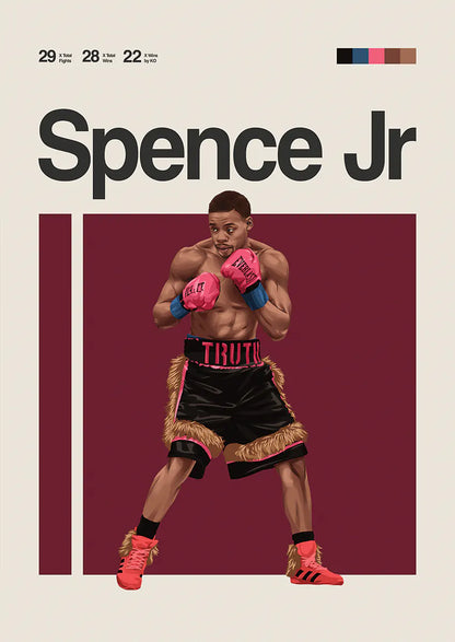 Errol Spence Jr poster in pink gloves and fight stance