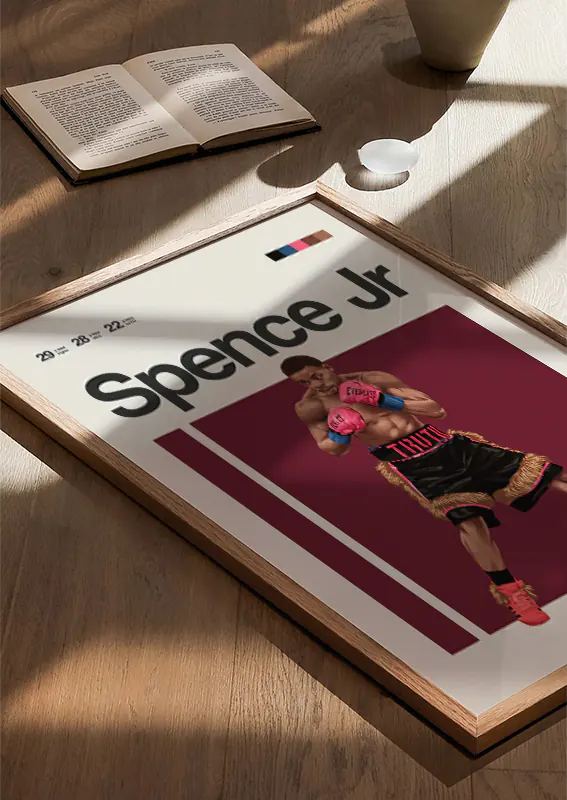 Illustrated Errol Spence Jr print for gym or game room decor