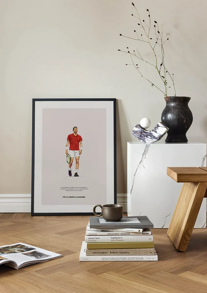 Minimalist sports art print of Félix Auger-Aliassime in red