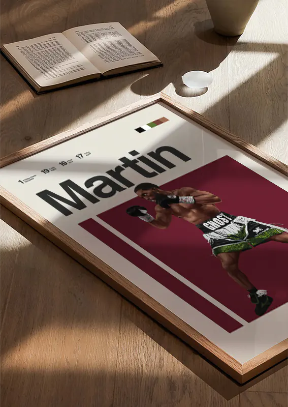 Frank Martin Ghost boxing poster for modern game room or gym decor