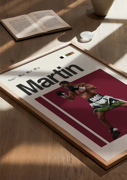 Frank Martin Ghost boxing poster for modern game room or gym decor
