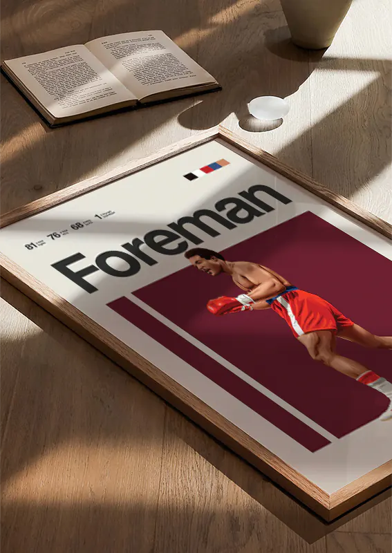 George Foreman boxing poster for gym, office, or game room decor