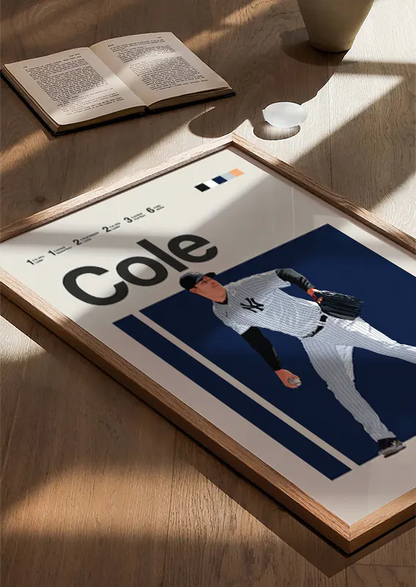 navy and beige gerrit cole baseball artwork